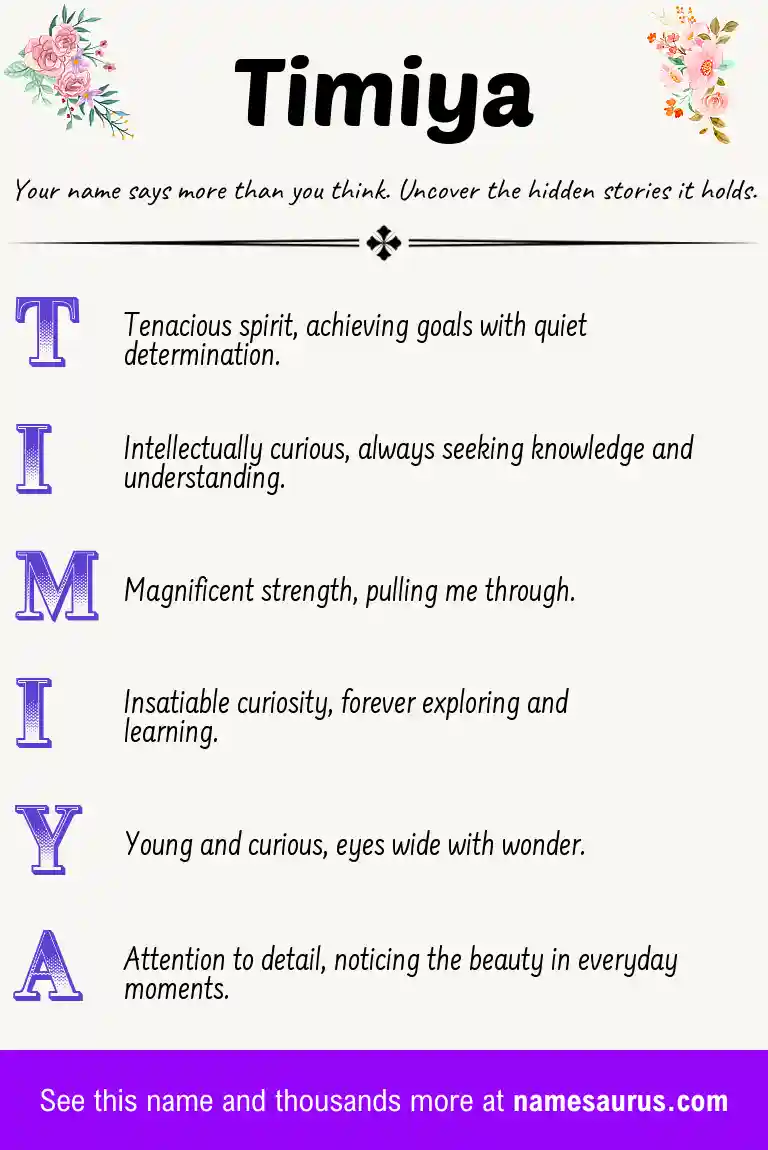 Acrostic poem about Timiya.