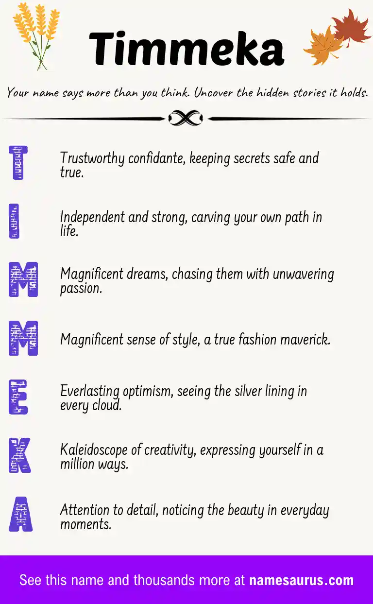Acrostic poem about Timmeka.