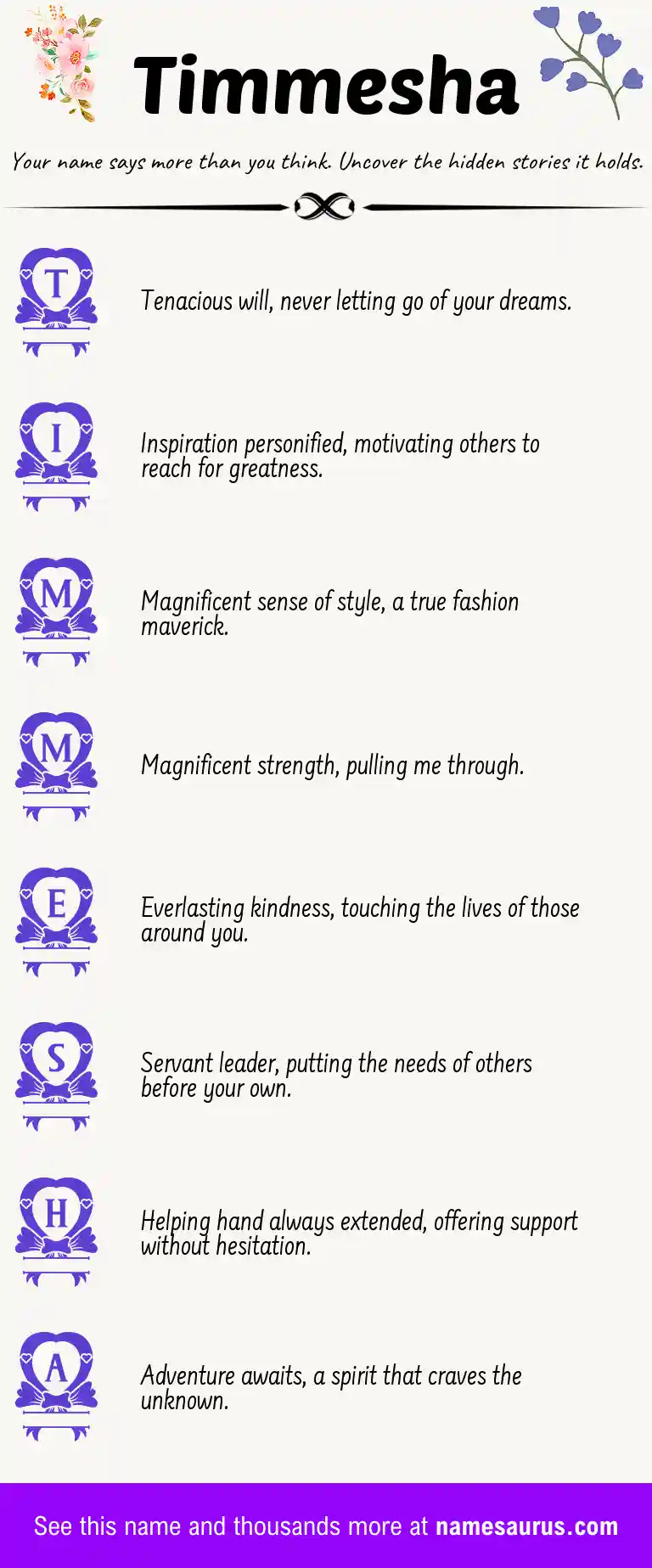 Acrostic poem about Timmesha.