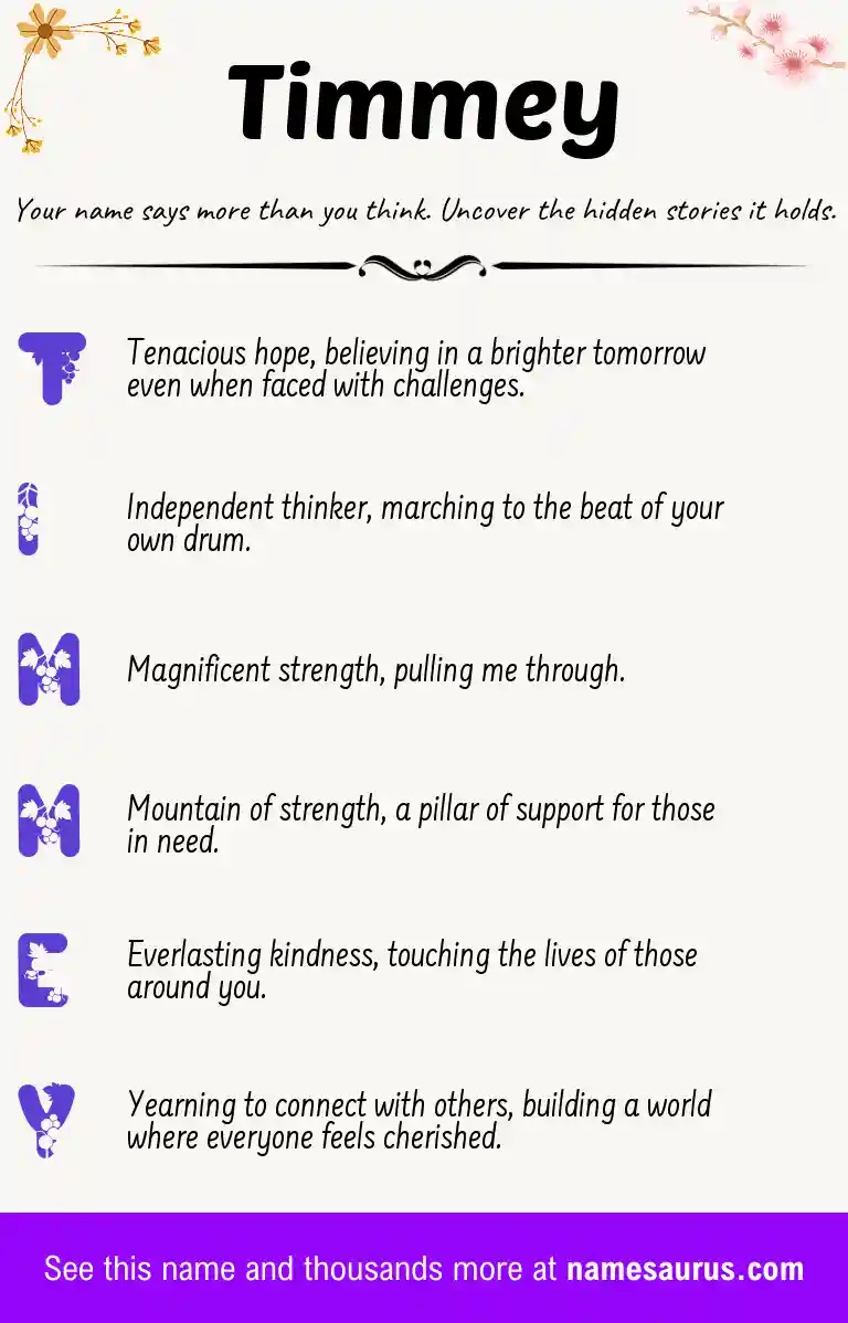 Acrostic poem about Timmey.