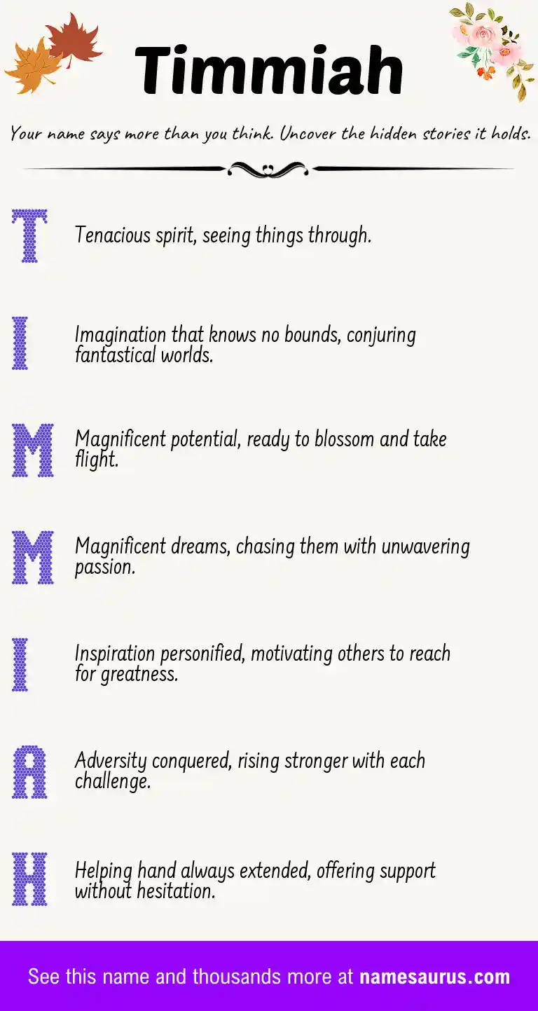 Acrostic poem about Timmiah.