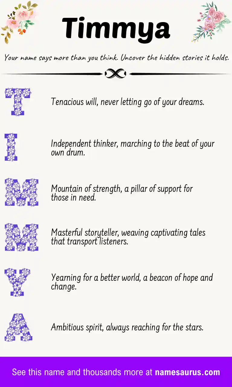 Acrostic poem about Timmya.