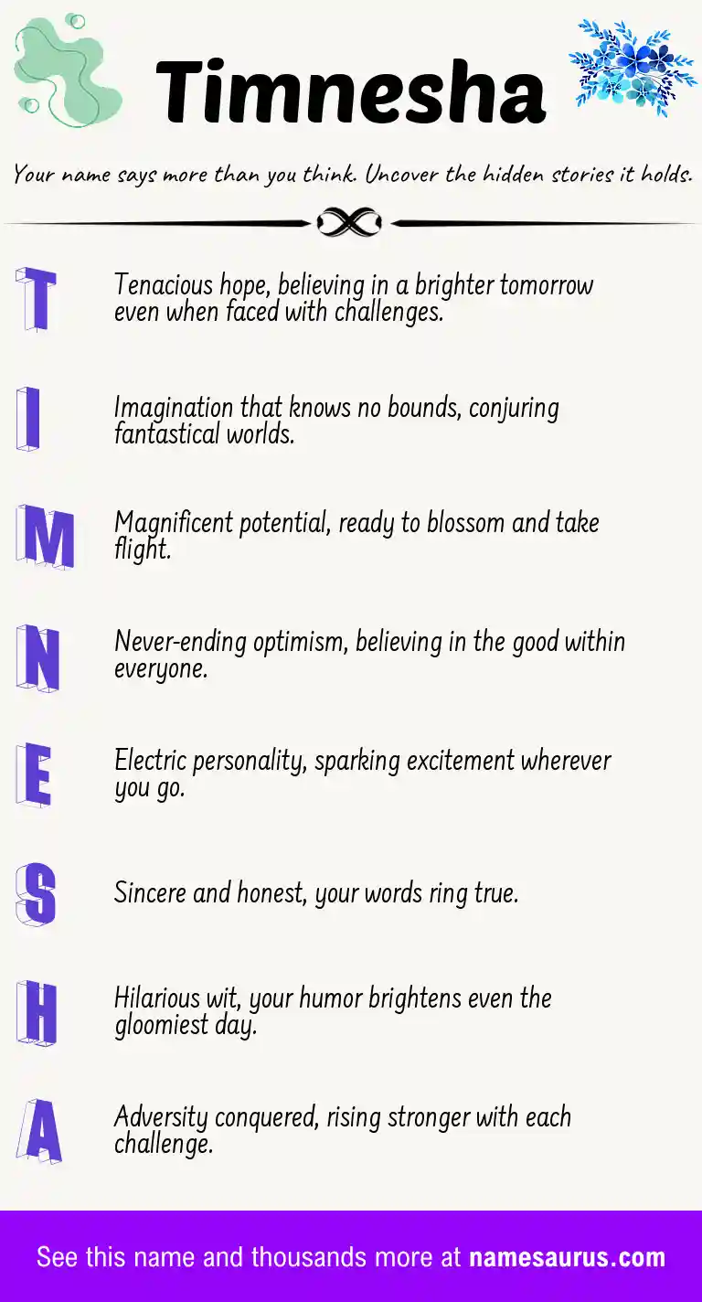 Acrostic poem about Timnesha.