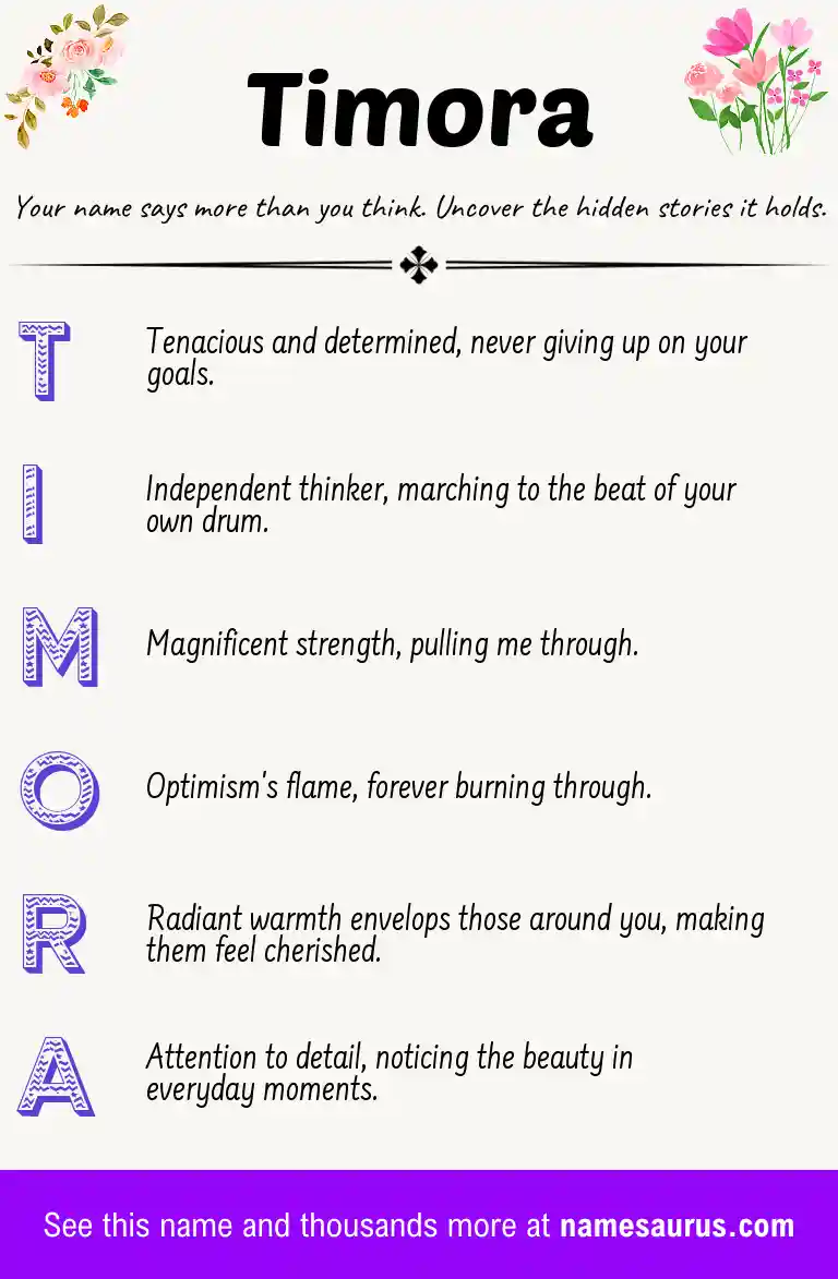 Acrostic poem about Timora.
