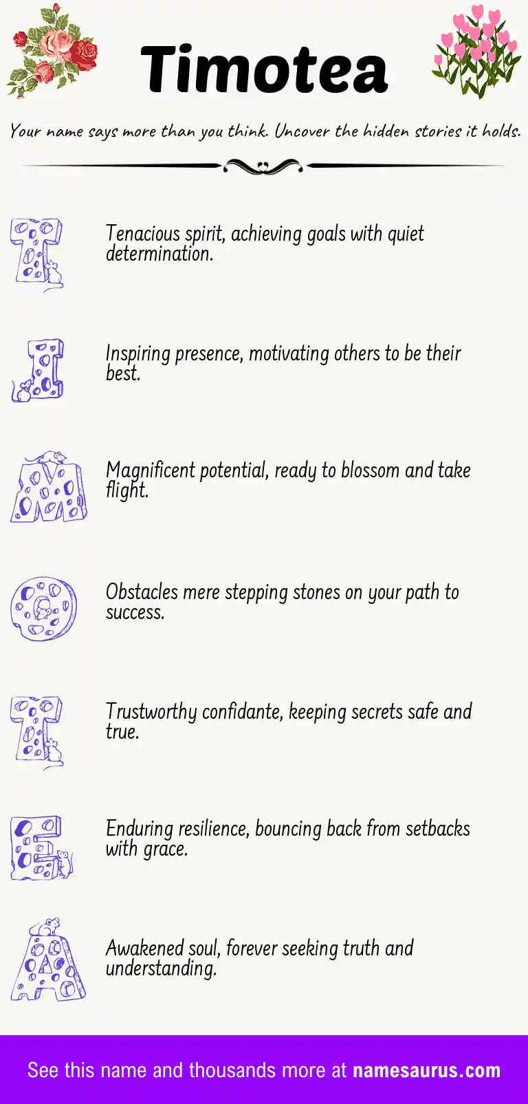Acrostic poem about Timotea.