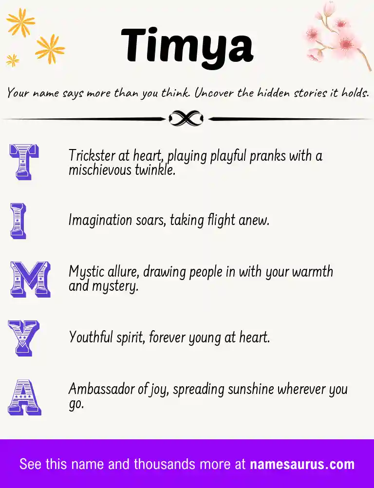 Acrostic poem about Timya.
