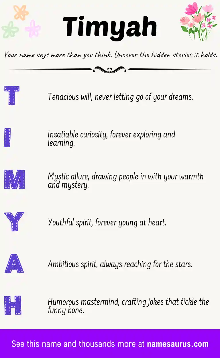 Acrostic poem about Timyah.