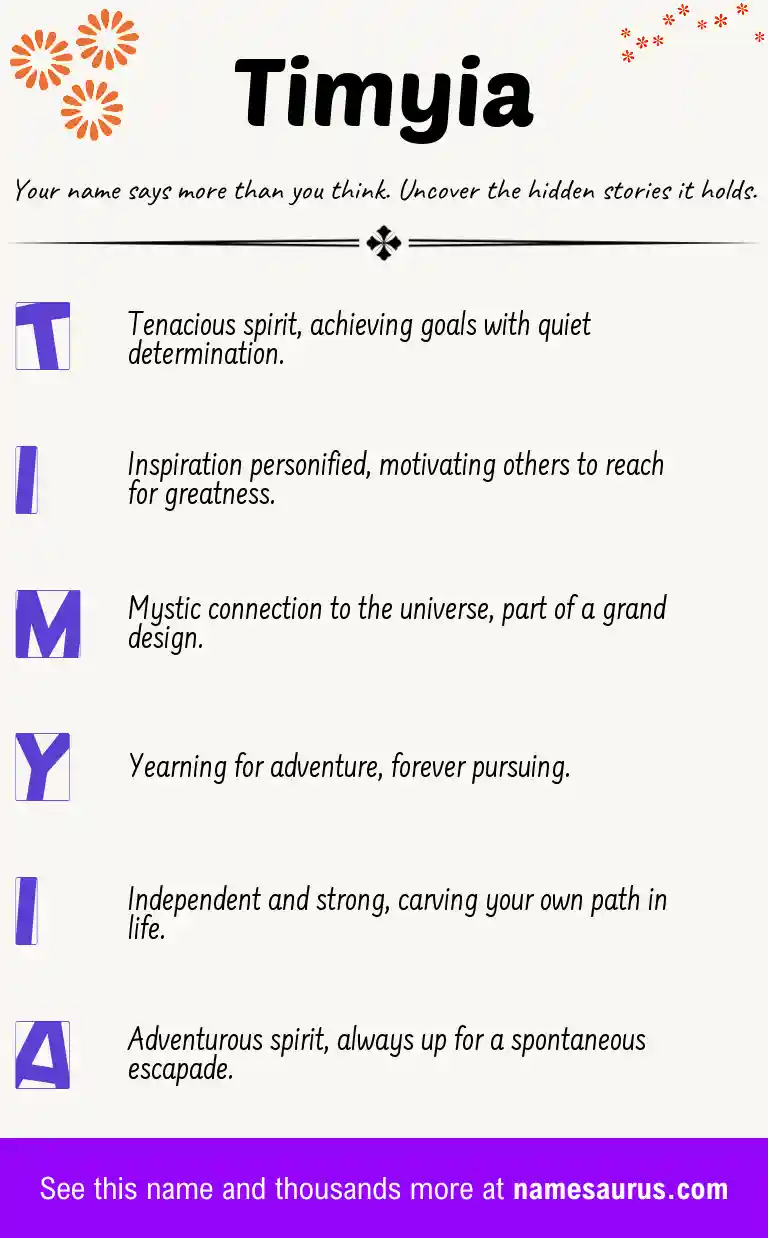 Acrostic poem about Timyia.