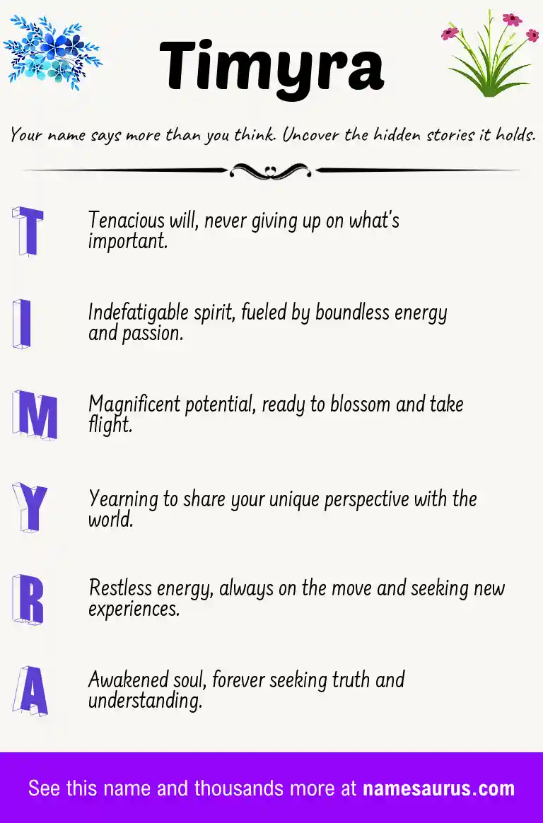 Acrostic poem about Timyra.
