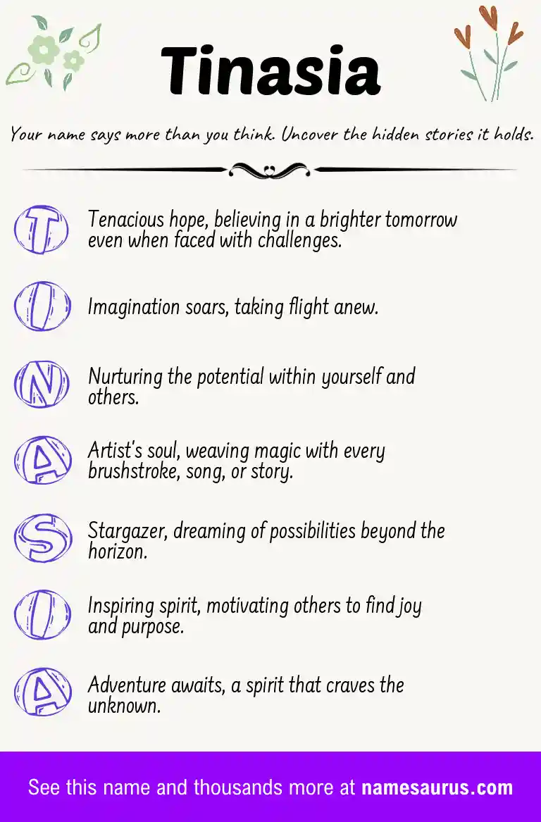 Acrostic poem about Tinasia.