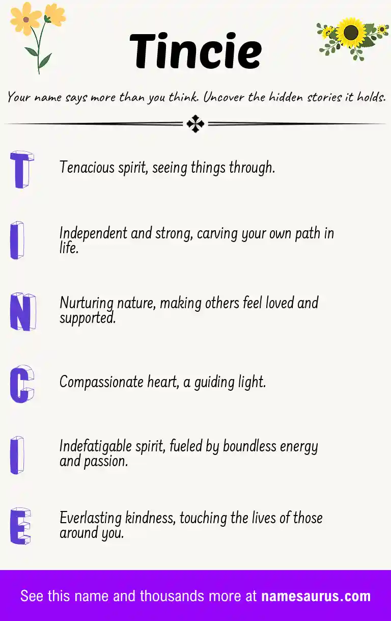 Acrostic poem about Tincie.