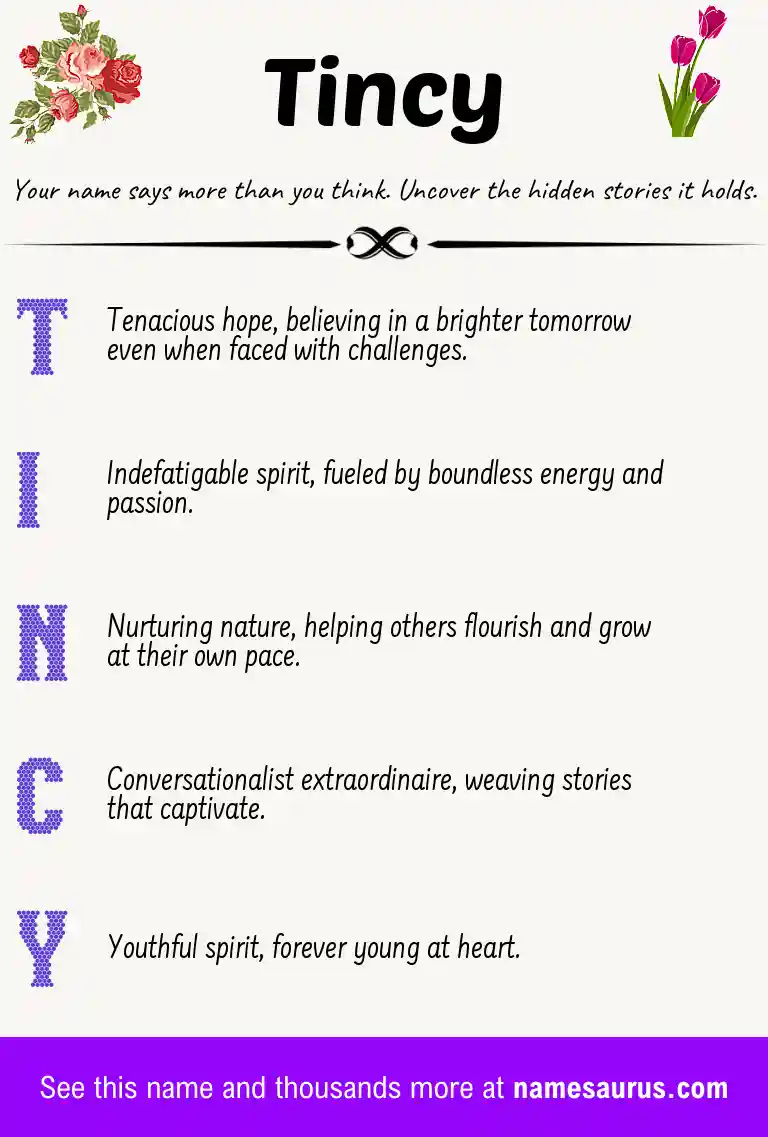Acrostic poem about Tincy.