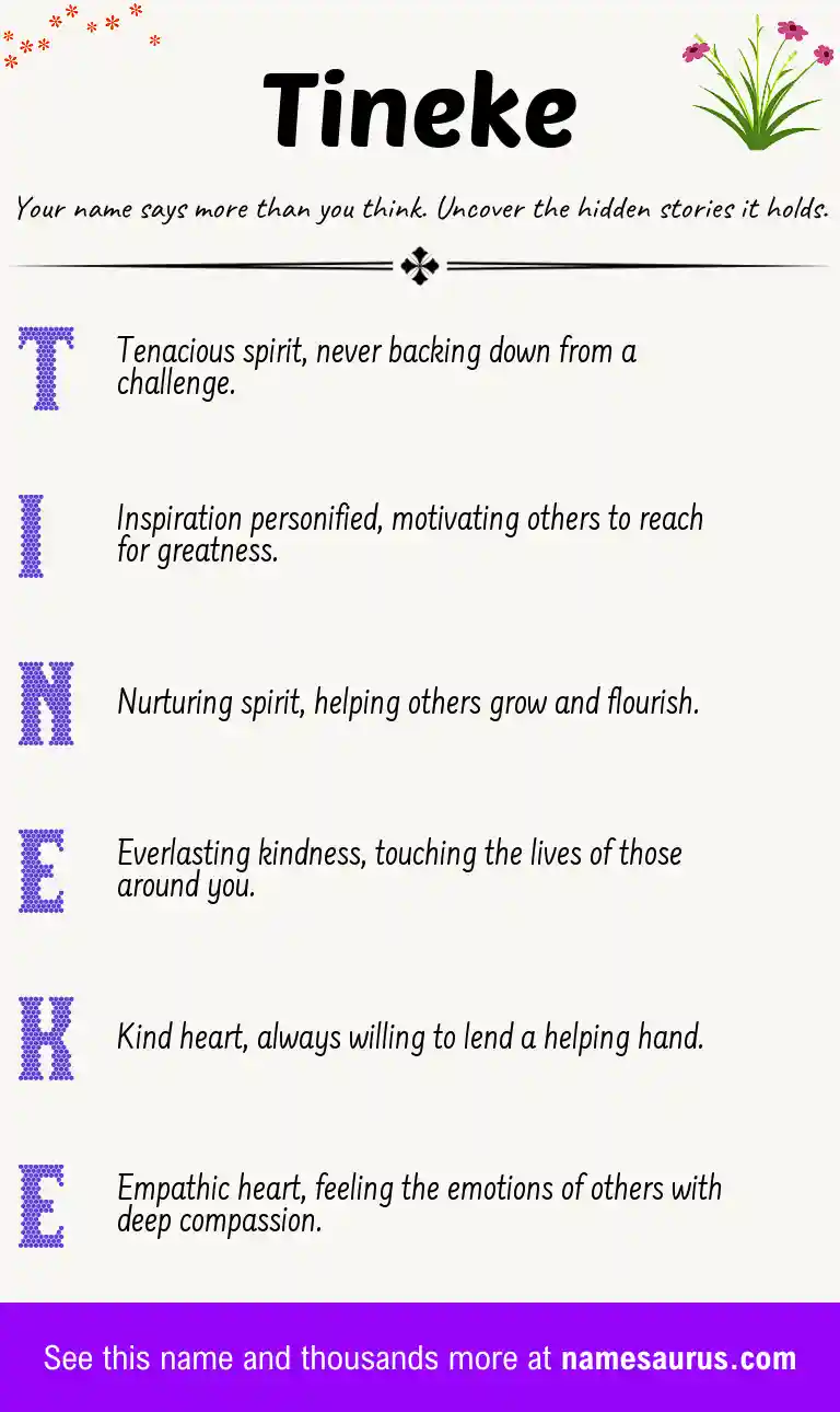Acrostic poem about Tineke.