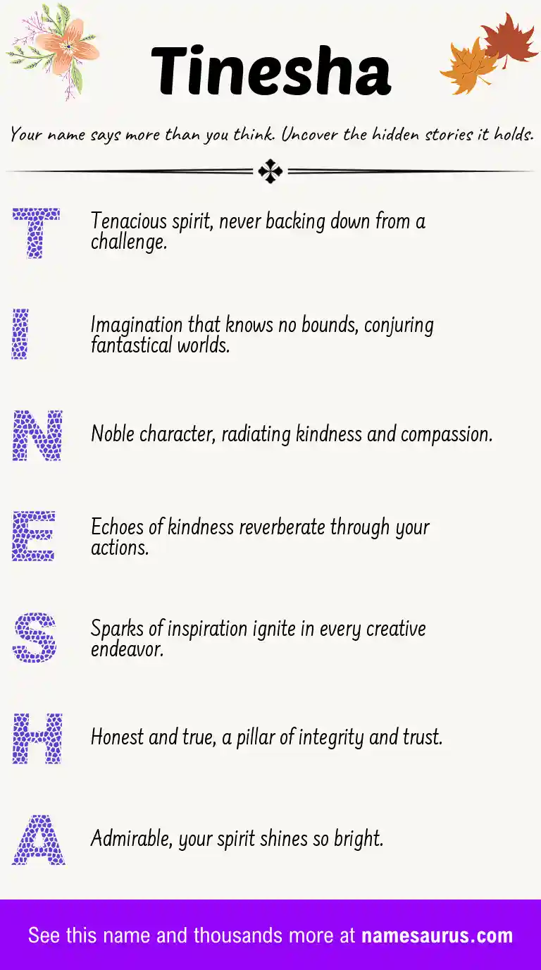 Acrostic poem about Tinesha.