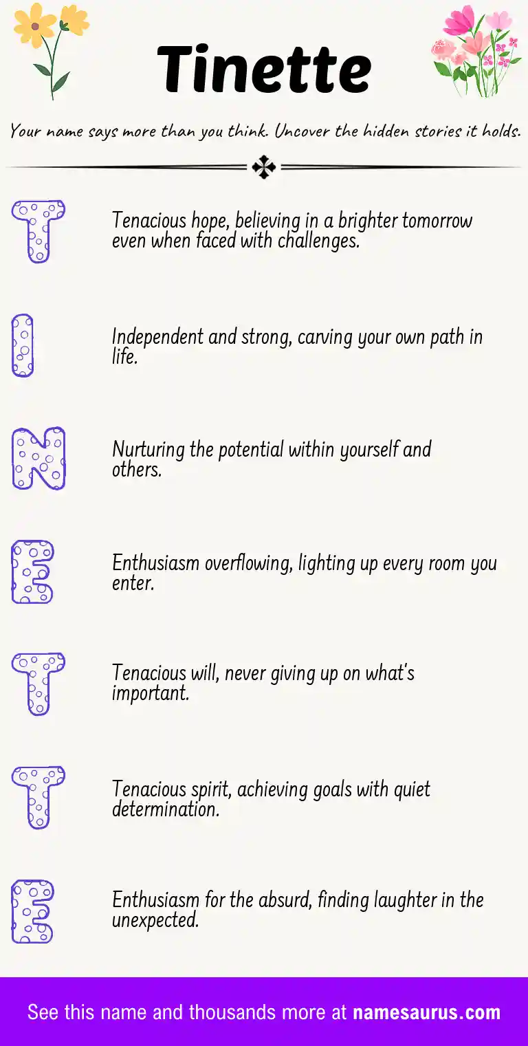 Acrostic poem about Tinette.