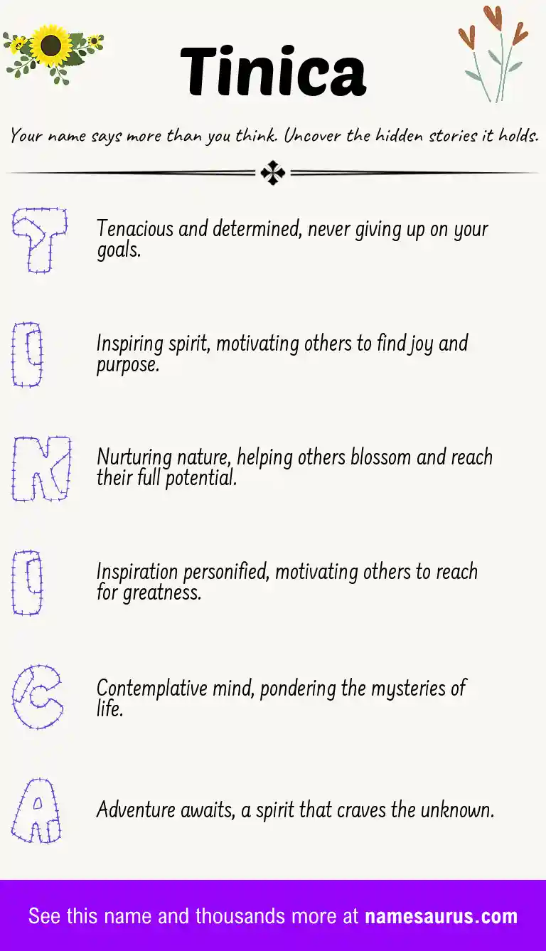 Acrostic poem about Tinica.