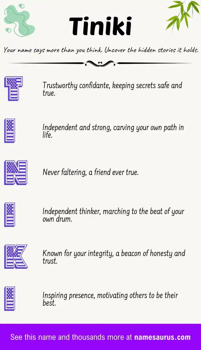 Acrostic poem about Tiniki.