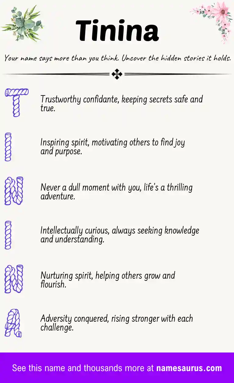 Acrostic poem about Tinina.