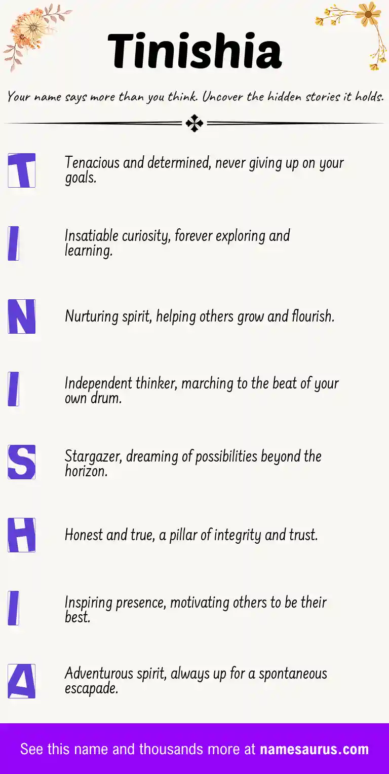 Acrostic poem about Tinishia.