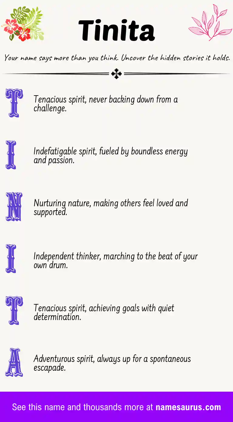 Acrostic poem about Tinita.