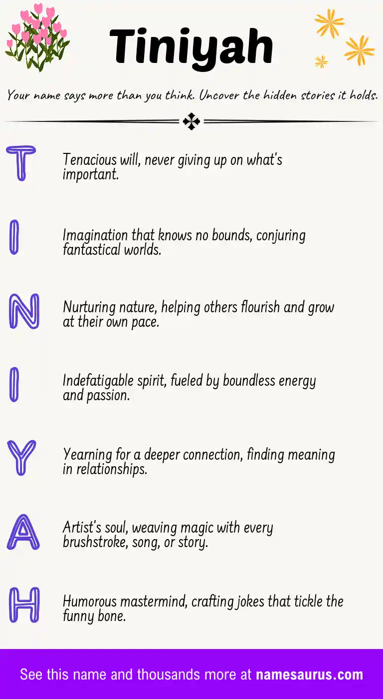 Acrostic poem about Tiniyah.