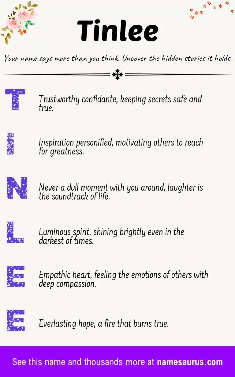 Acrostic poem about Tinlee.