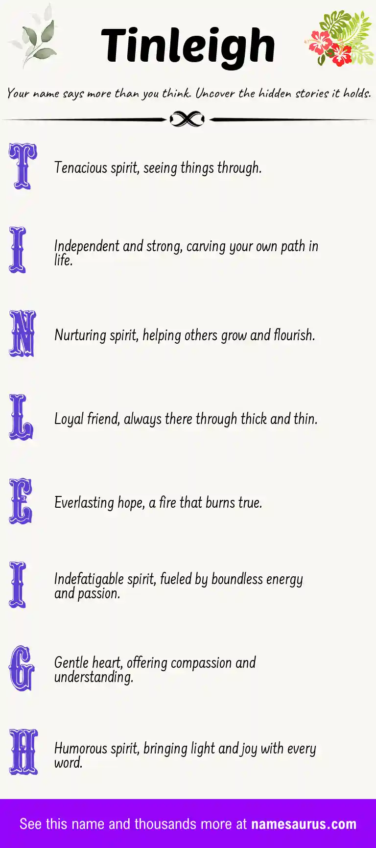 Acrostic poem about Tinleigh.