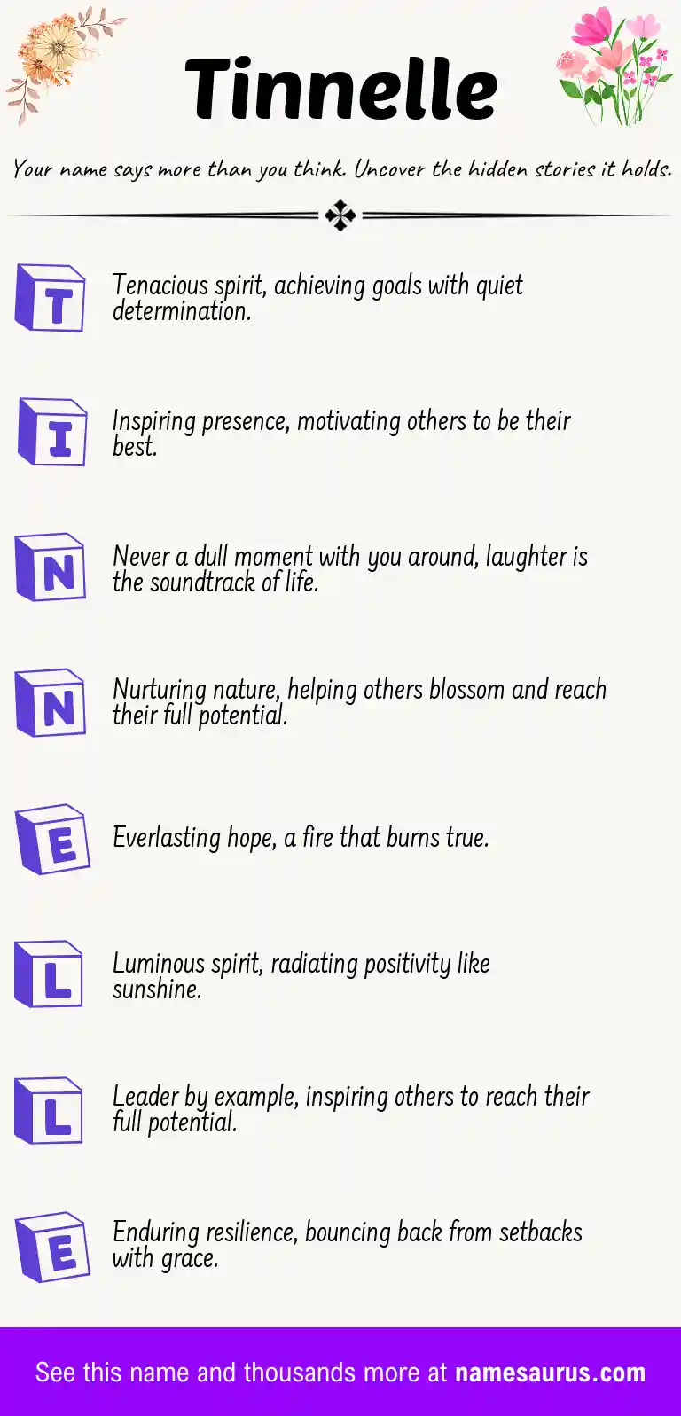 Acrostic poem about Tinnelle.