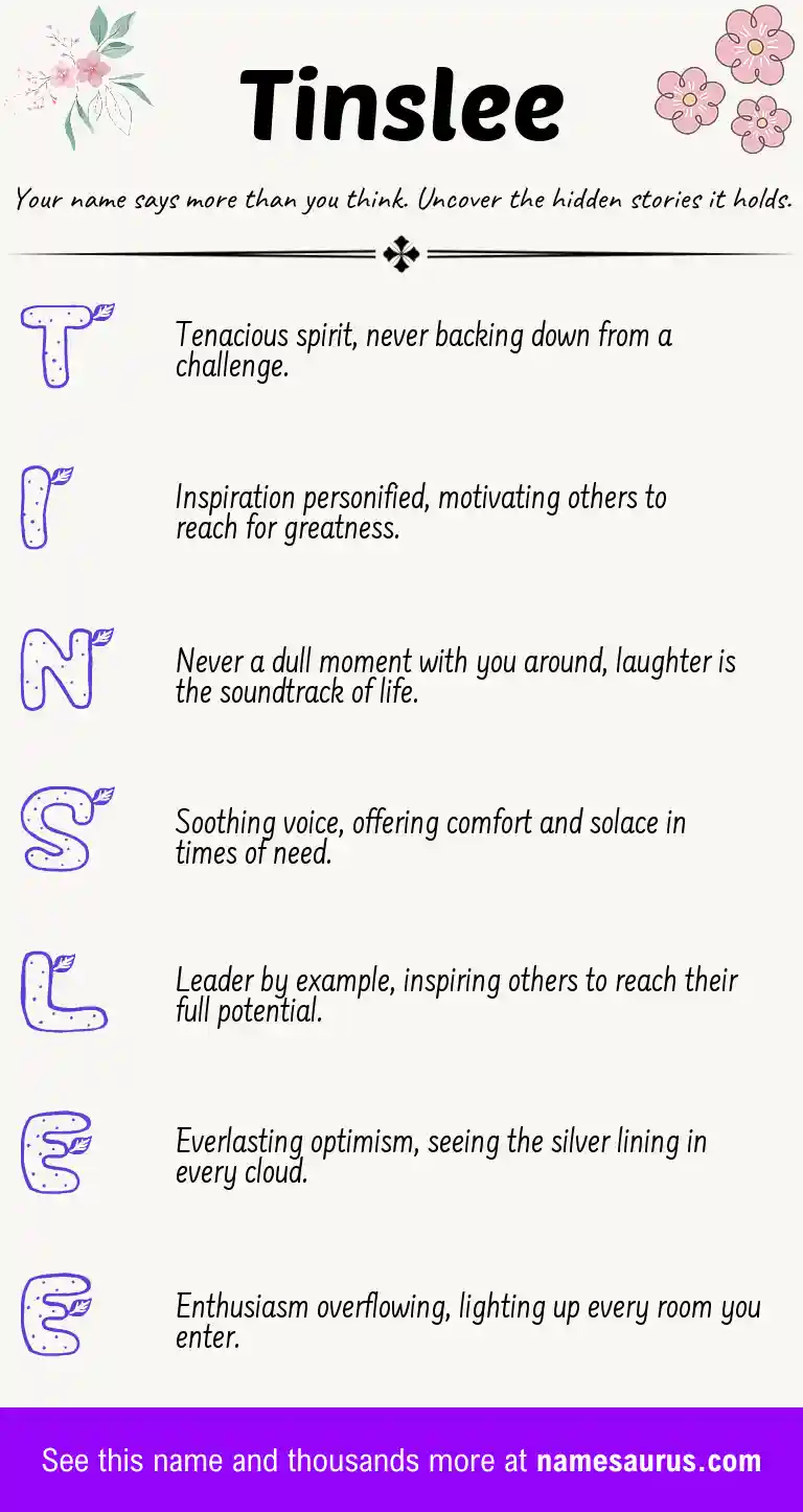 Acrostic poem about Tinslee.