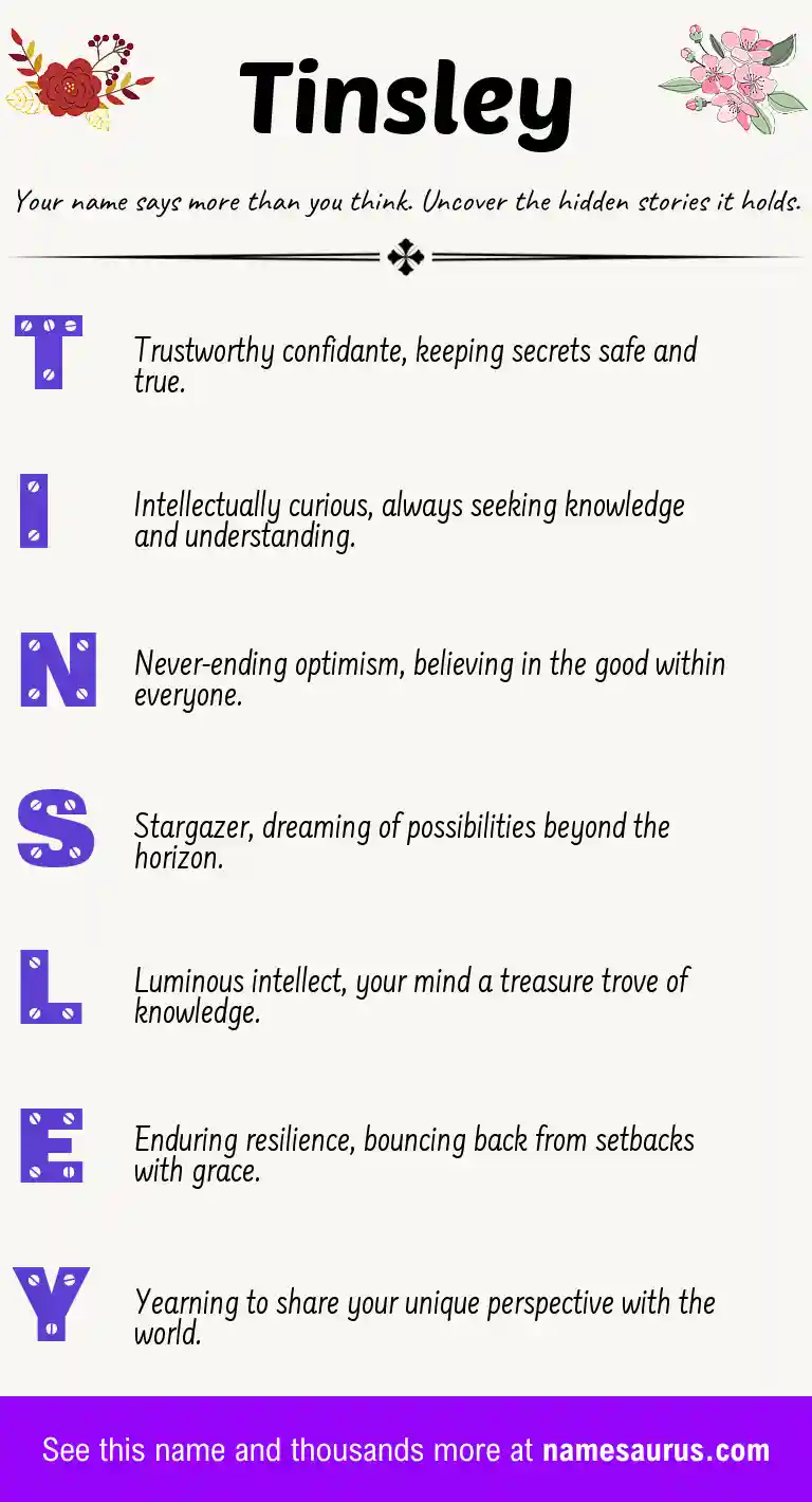 Acrostic poem about Tinsley.