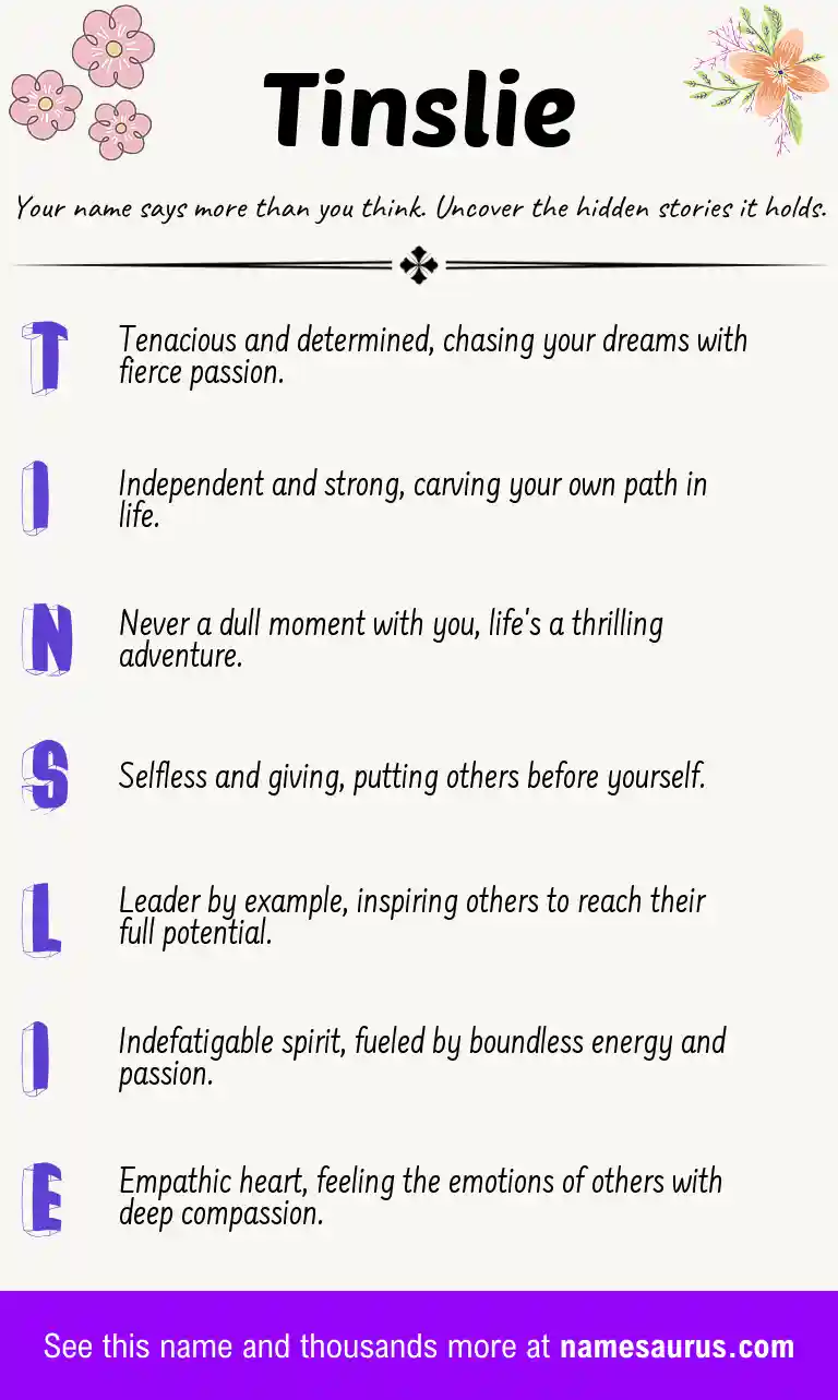 Acrostic poem about Tinslie.