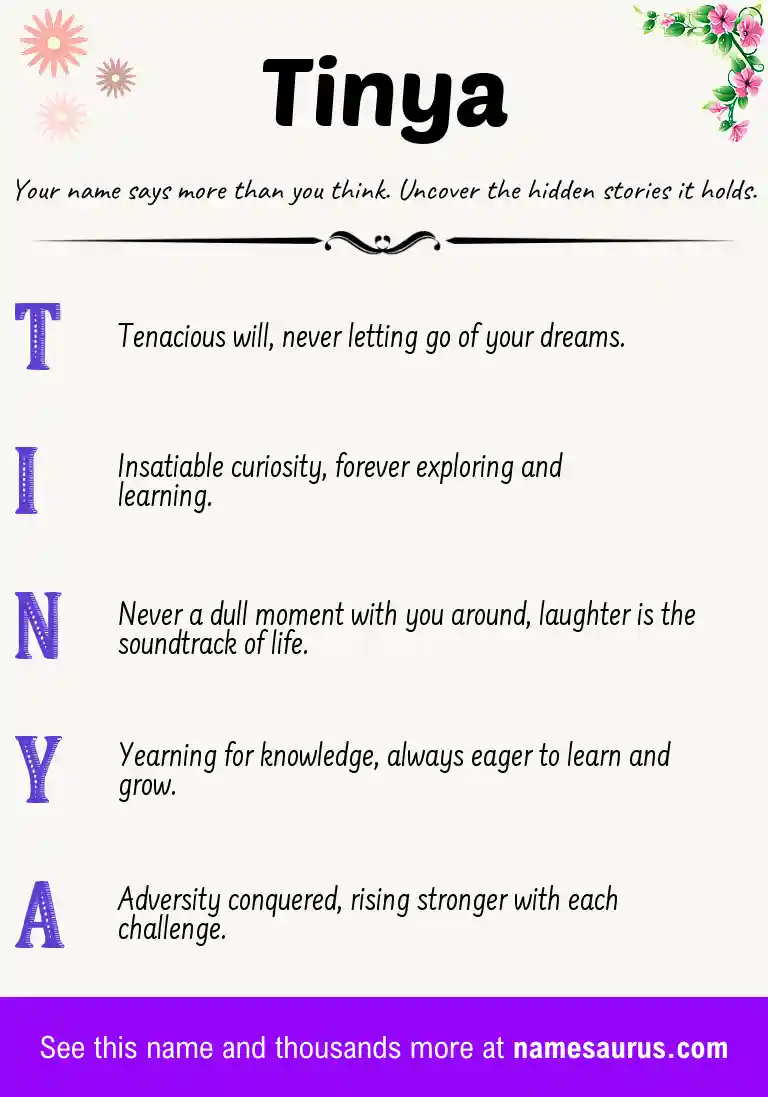 Acrostic poem about Tinya.