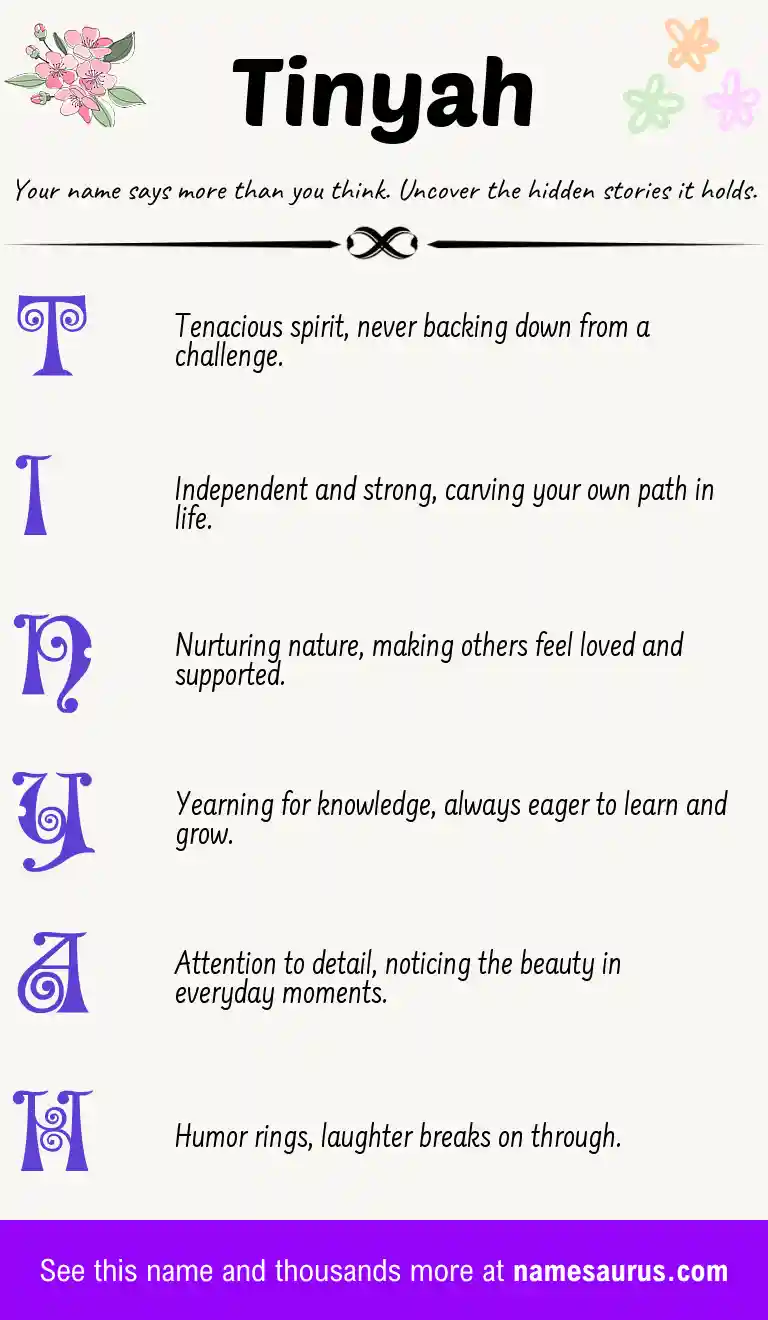 Acrostic poem about Tinyah.