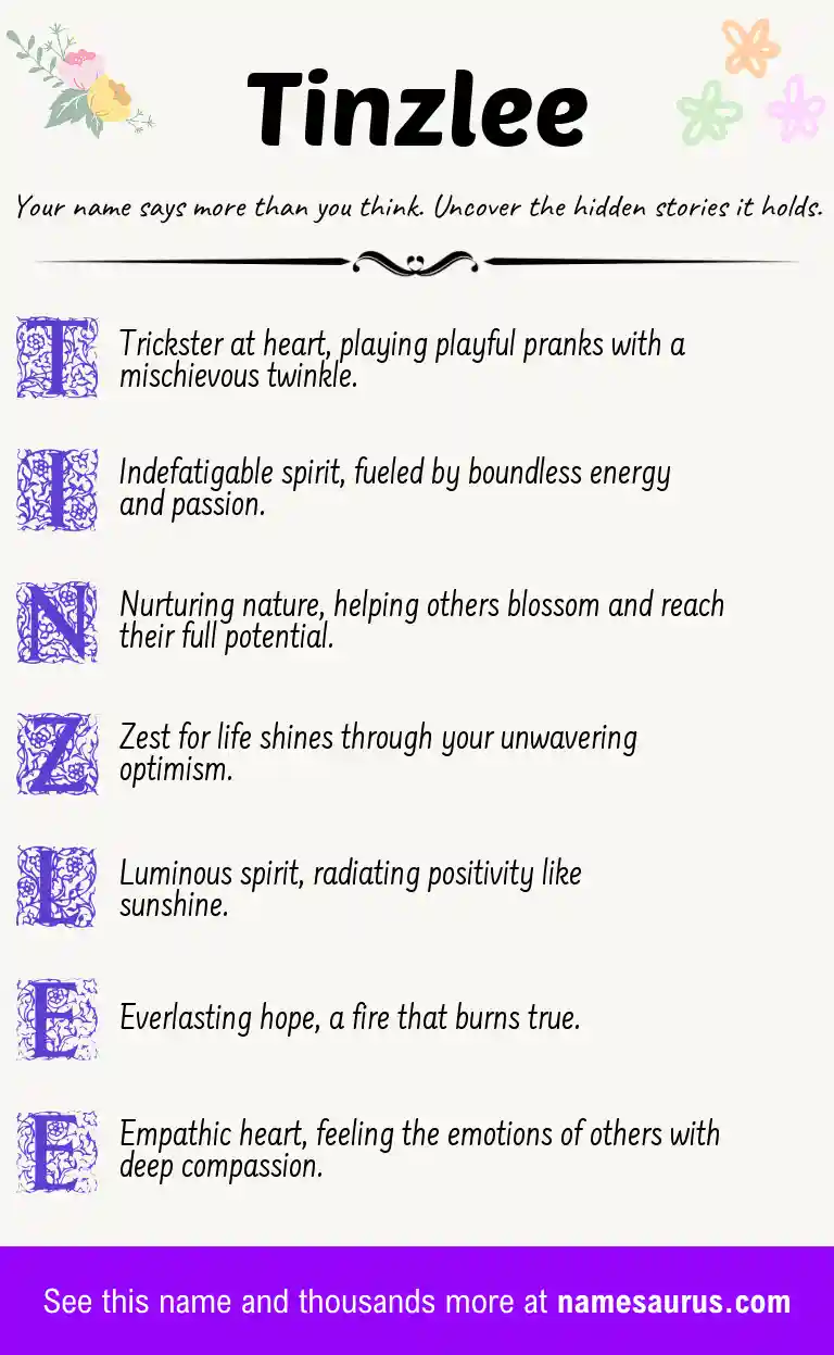 Acrostic poem about Tinzlee.