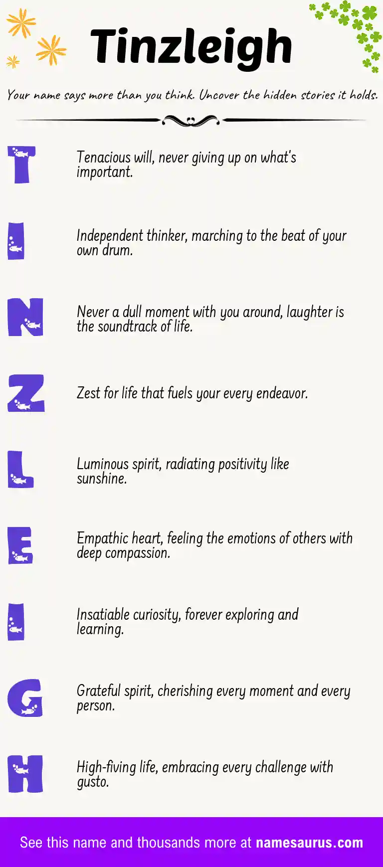 Acrostic poem about Tinzleigh.