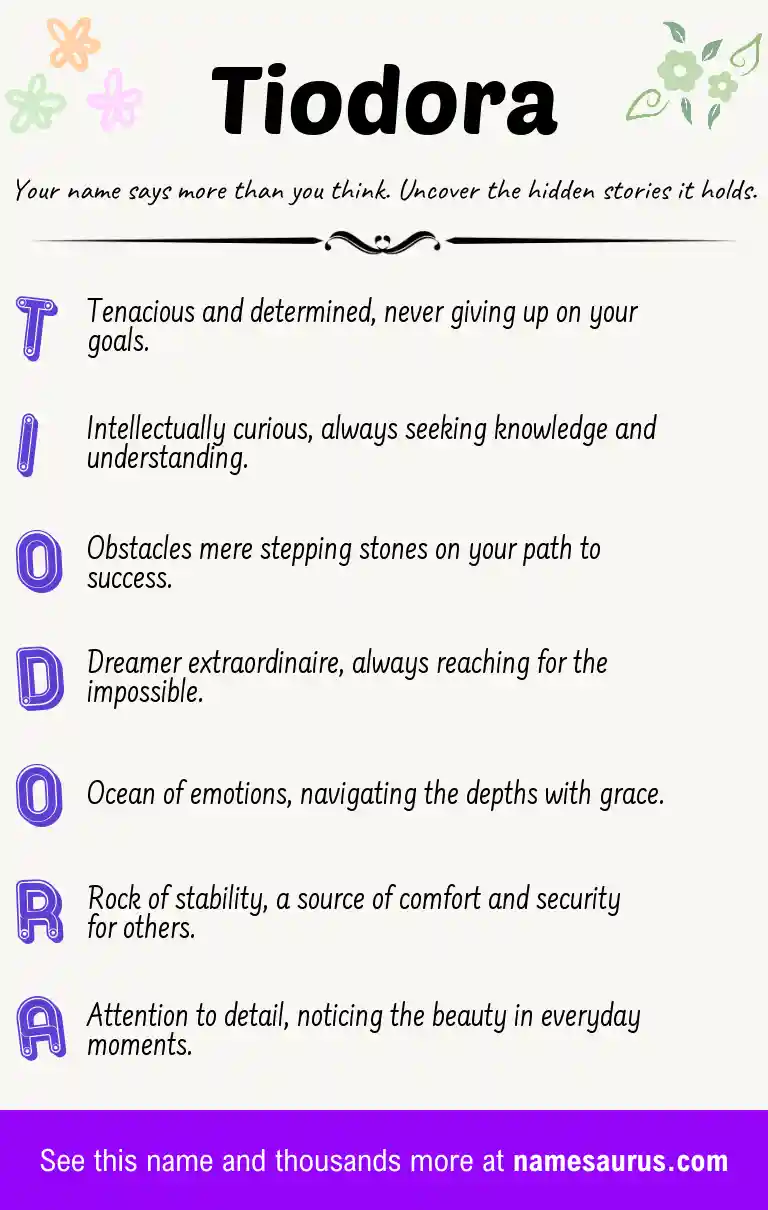 Acrostic poem about Tiodora.