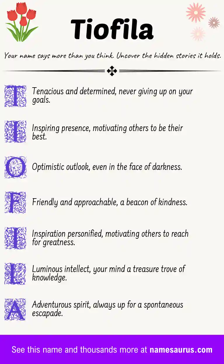 Acrostic poem about Tiofila.