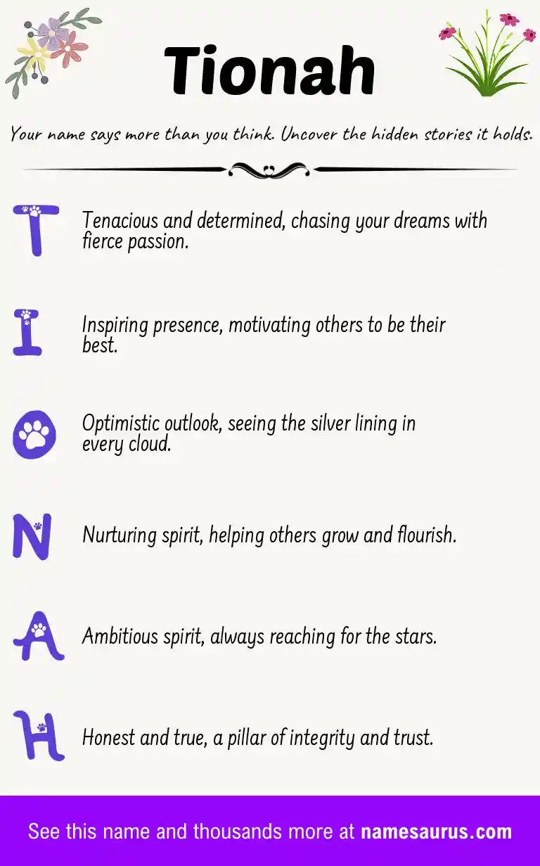 Acrostic poem about Tionah.
