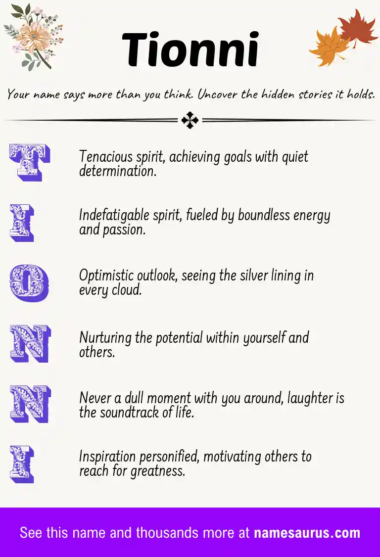 Acrostic poem about Tionni.