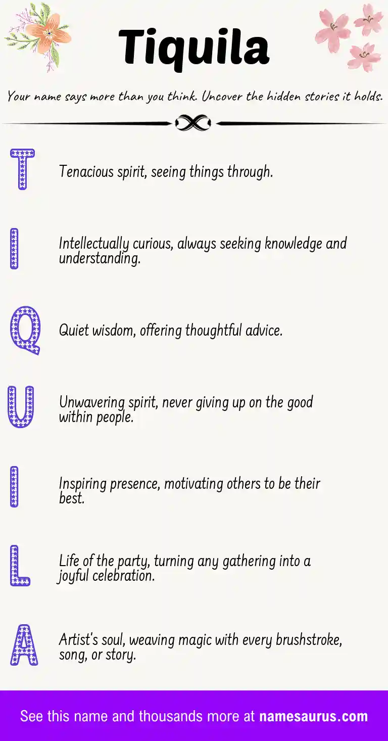 Acrostic poem about Tiquila.