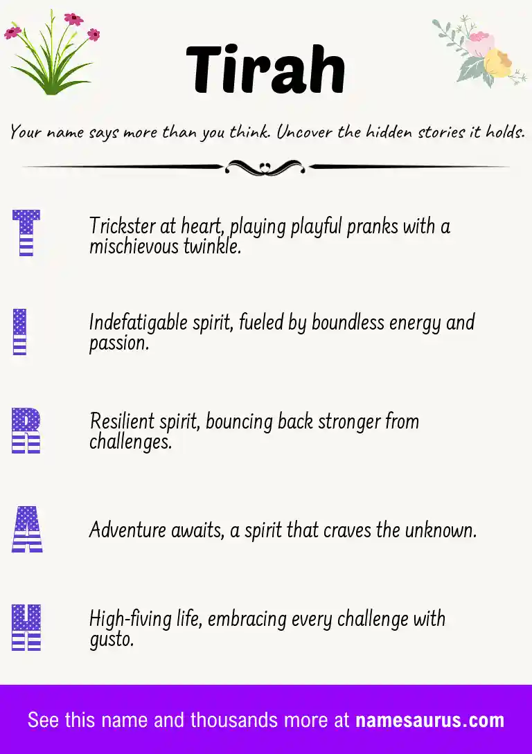 Acrostic poem about Tirah.