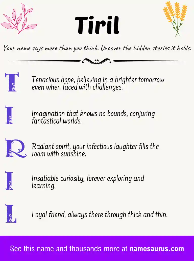 Acrostic poem about Tiril.