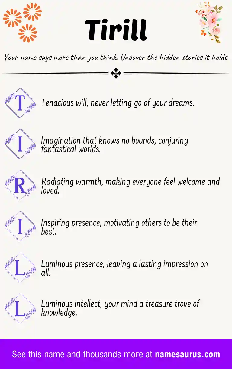 Acrostic poem about Tirill.