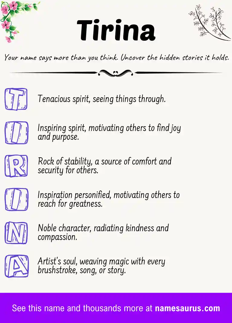 Acrostic poem about Tirina.