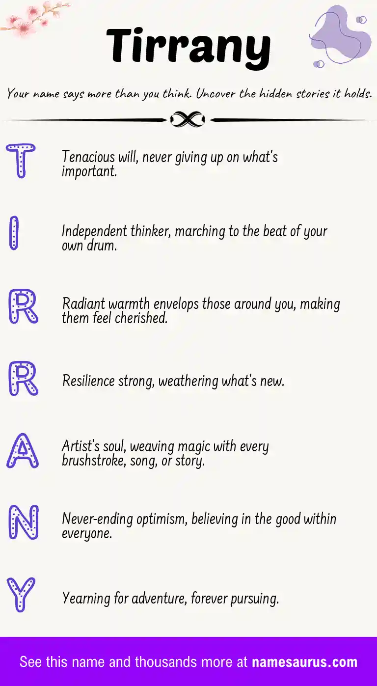 Acrostic poem about Tirrany.