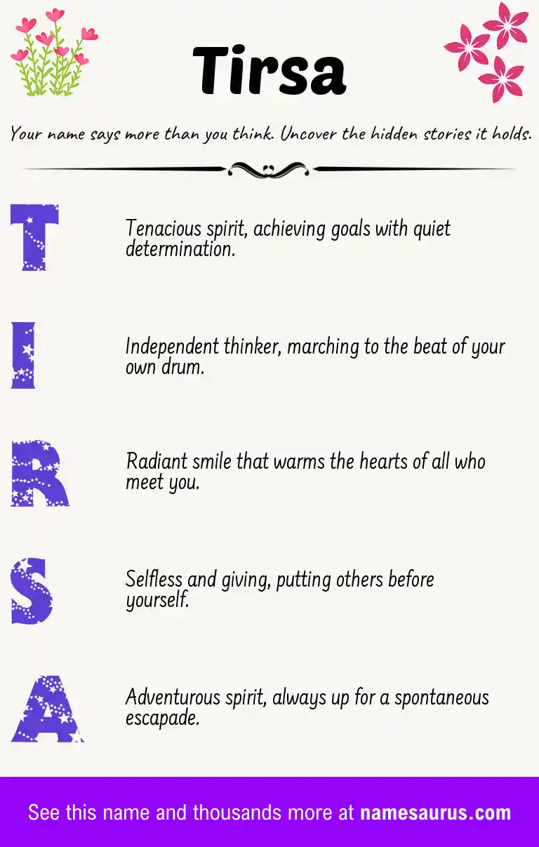 Acrostic poem about Tirsa.