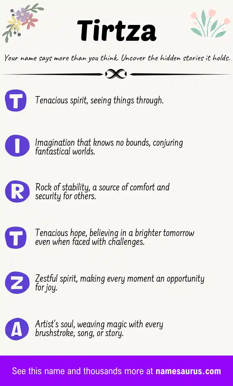 Acrostic poem about Tirtza.