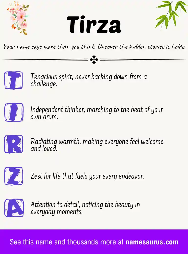 Acrostic poem about Tirza.