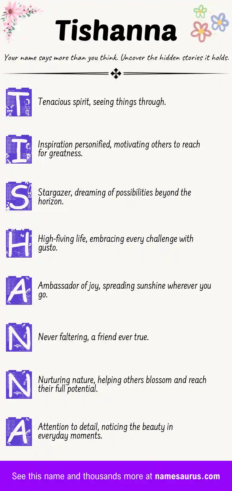 Acrostic poem about Tishanna.