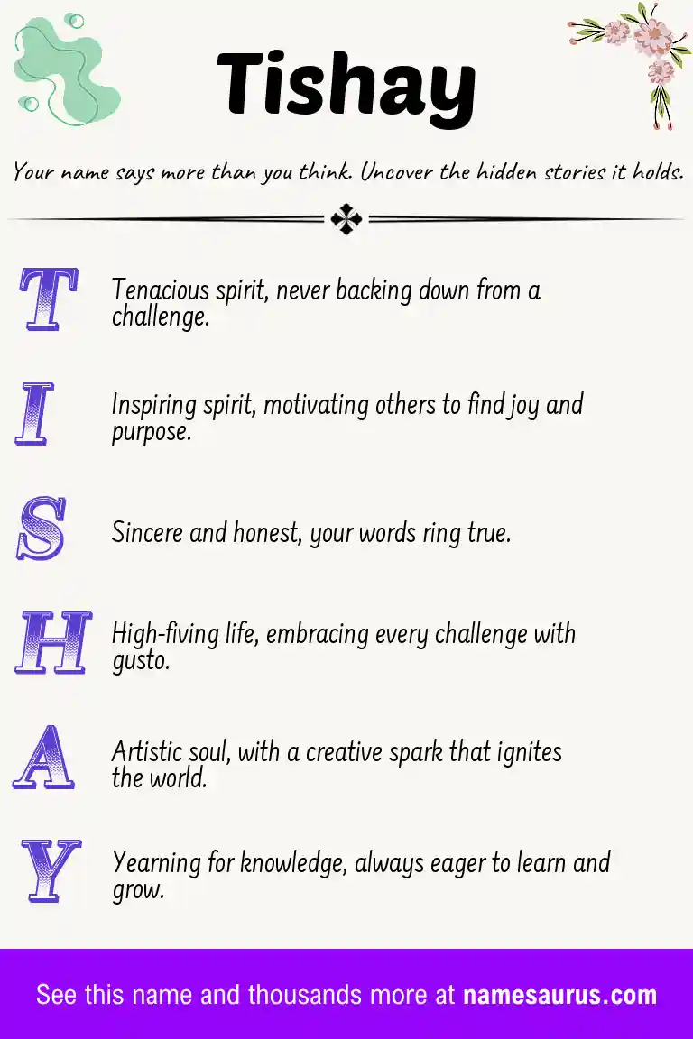 Acrostic poem about Tishay.